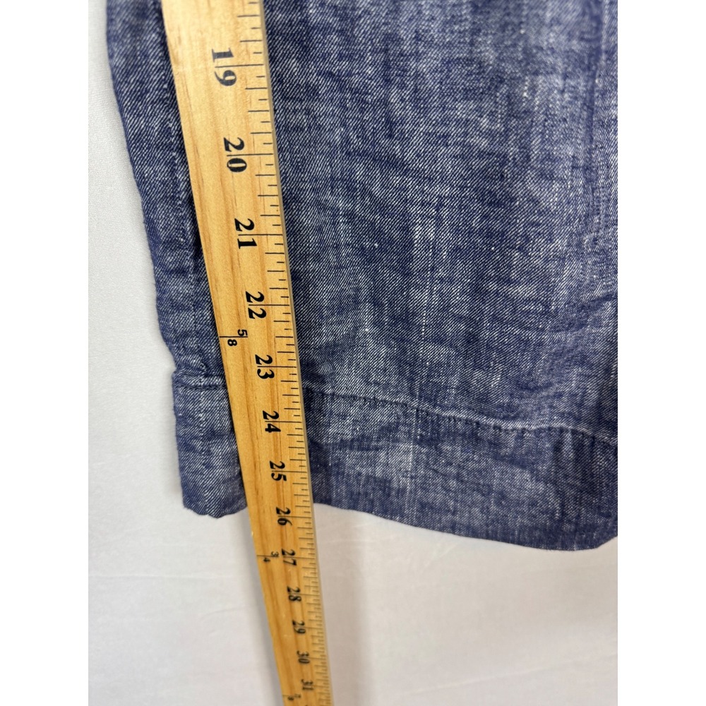 Theory Lindale Tierra Wash Linen Blend Wide Leg Crop Pants Blue Size 8 - Picture 8 of 9
